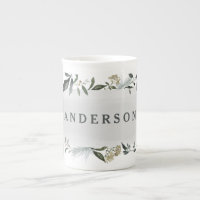 Mustard and olive watercolor foliage personalized