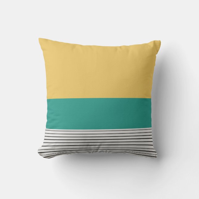 Mustard and teal pattern throw pillow (Front)