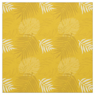 Mustard and Turmeric Yellow Palm Leaves Patterned Fabric