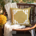 Mustard and White Greek Key | Editable Colours Outdoor Pillow<br><div class="desc">Design your own custom throw pillow in any colour combination to perfectly coordinate with your home decor in any room! Use the design tools to change the background colour and the Greek key border colour, or add your own text to include a name, monogram initials or other special text. Every...</div>