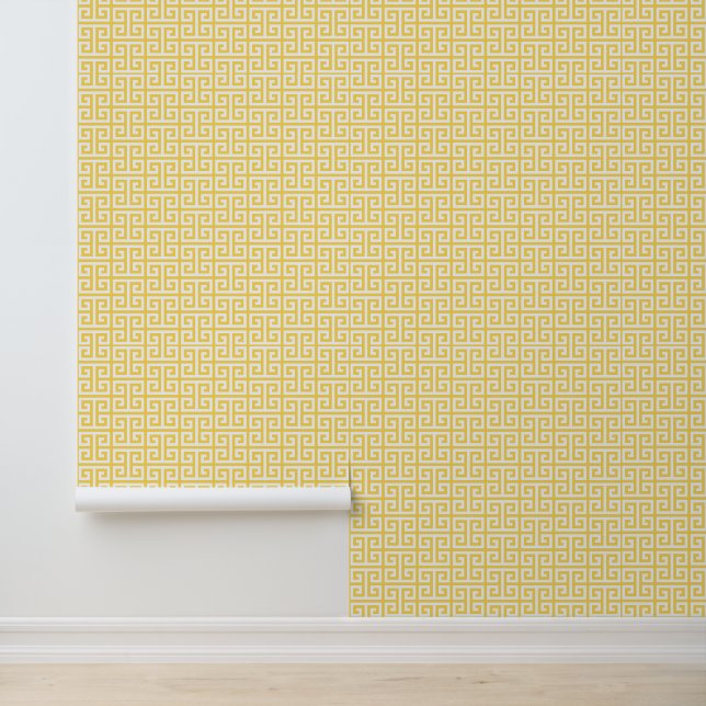 Mustard and White Greek Key Medium Wallpaper (Application)