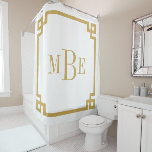 Mustard and White Greek Key Monogrammed