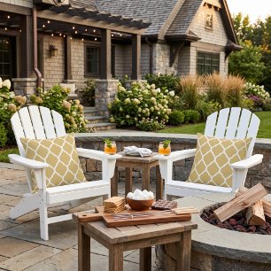 Mustard and White Moroccan Pattern Outdoor Pillow