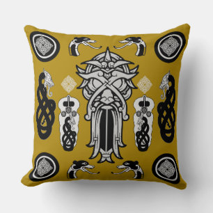 Mustard Anglo Saxon Art Print Throw Pillow
