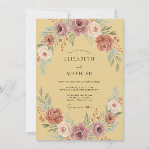 Mustard Artful Vintage Wedding Invitation