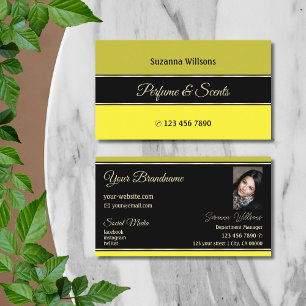 Mustard Black and Yellow Stripes Modern with Photo Business Card