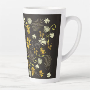 Mustard & Black Floral latte mug