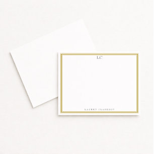 Mustard Border Monogram Stationery Note Card