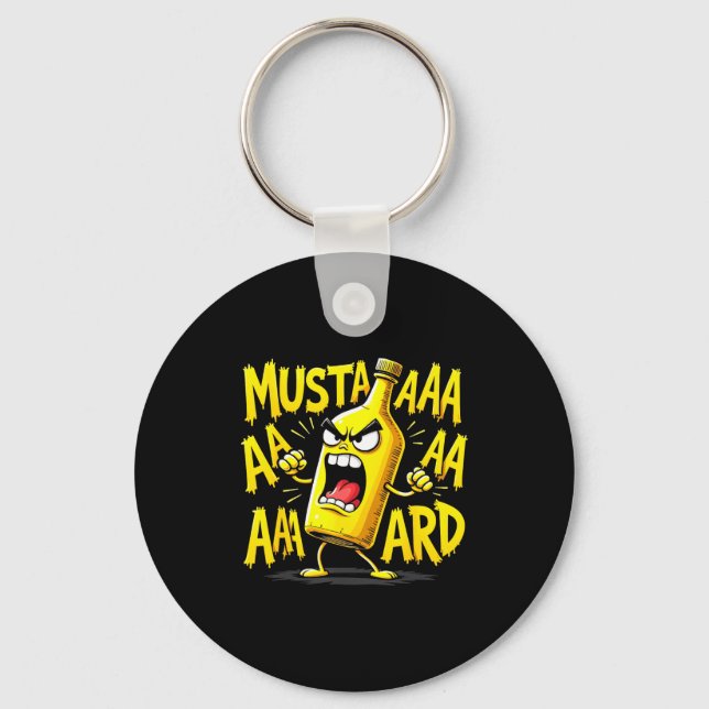 Mustard Bottle Scream Funny Condiment Rap Humor  Keychain (Front)