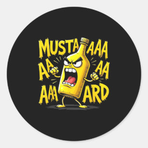 Mustard Bottle Scream Funny Condiment Rap Humour Classic Round Sticker