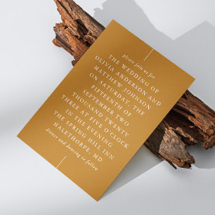 Mustard Brown Fall Wedding   Modern Typography Invitation