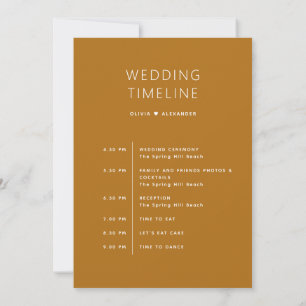 Mustard Brown Minimalist Wedding Fall Timeline Invitation