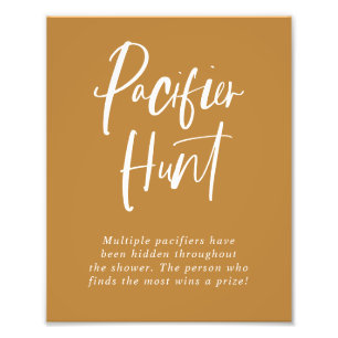 Mustard Calligraphy Pacifier Hunt Baby Shower Sign