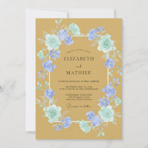 Mustard Celadon Wreath Wedding Invitation