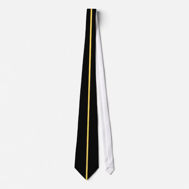 Mustard Centred Thin Vertical Line on Black Tie (Front)