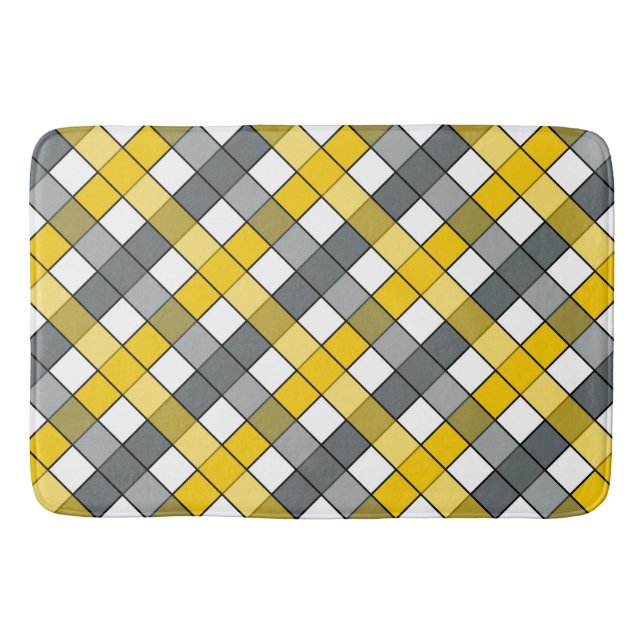 MUSTARD & CHARCOAL PLAID BATH MAT (Front)