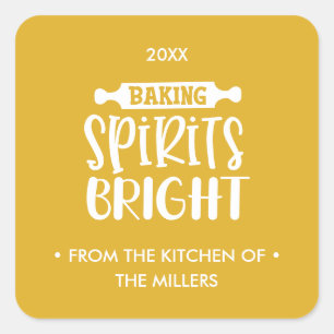 Mustard   Christmas Baking Spirits Bright Square Sticker