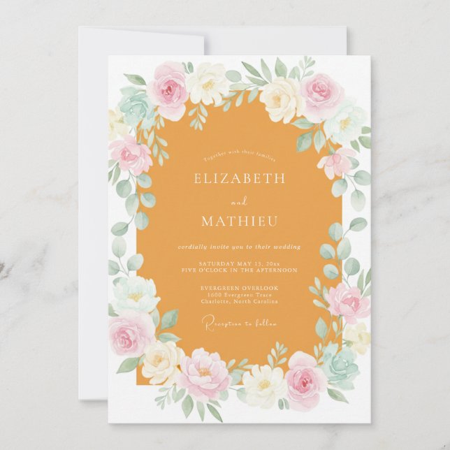 Mustard Cream Wildflower Wedding Invitation (Front)