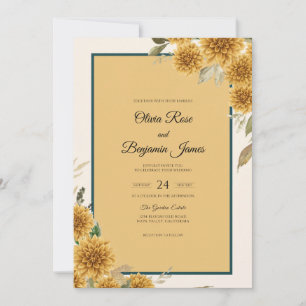 Mustard Dahlia Autumn Wedding Invitation