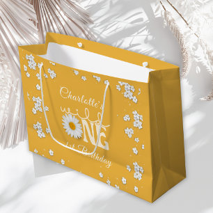 Mustard Daisy Wild One 1st Birthday Large Gift Bag