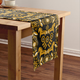 Mustard Dala Swedish Horse Print Medium Table Runner