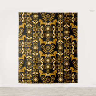 Mustard Dala Swedish Horse Print Tapestry