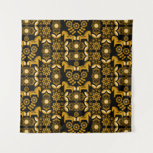 Mustard Dala Swedish Horse Print Tapestry
