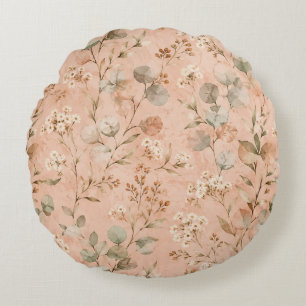 Mustard Floral Vintage Vine Botanical Baby Blanket Round Pillow