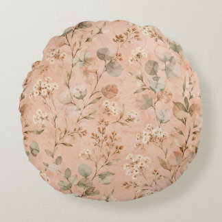 Mustard Floral Vintage Vine Botanical Baby Blanket Round Pillow