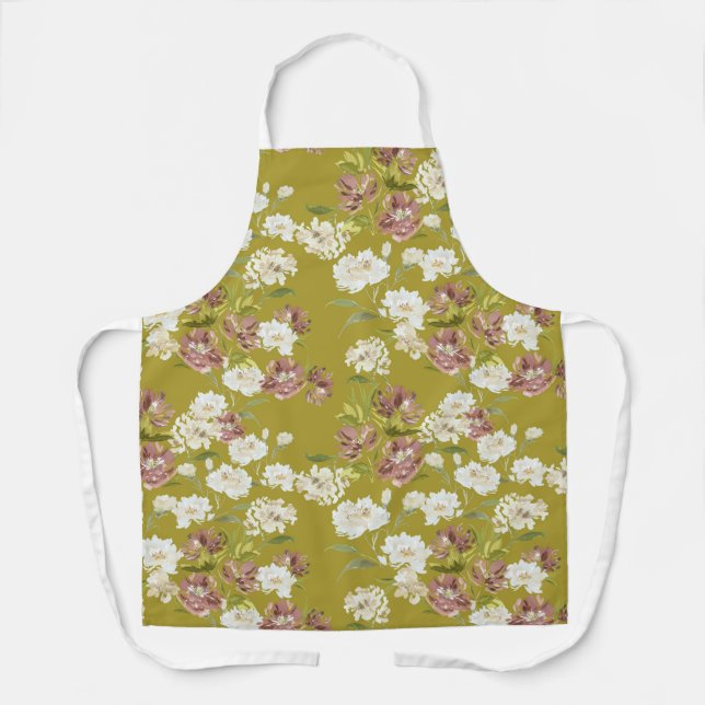 Mustard flower print Apron (Front)