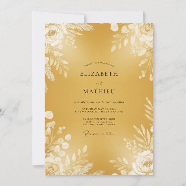 Mustard Foliage Eucalyptus Wedding Invitation (Front)