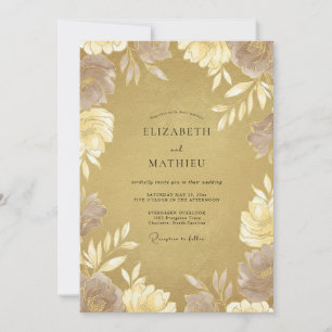 Mustard Foliage Muted Eucalyptus Wedding Invitation