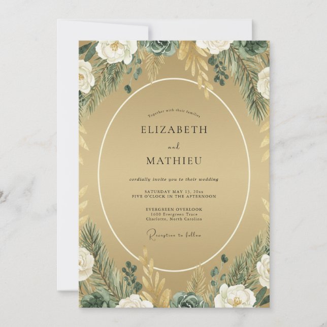 Mustard Foliage Sage Wedding Invitation (Front)