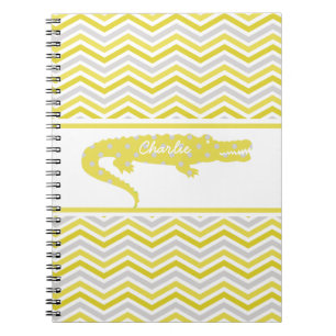 Mustard Gator on Chevron Personalized Notebook