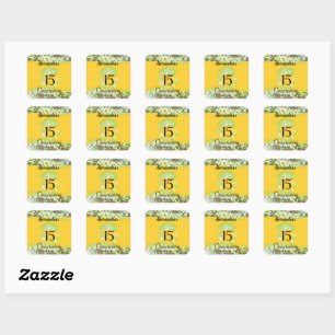 Mustard Gold Elegant Quinceanera Celebration Square Sticker