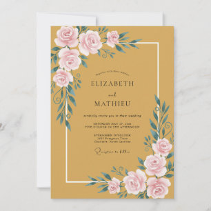 Mustard Golden Peony Wedding Invitation
