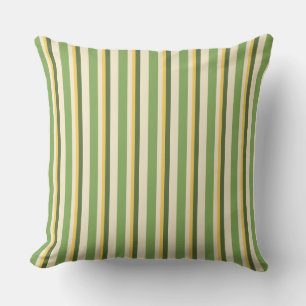  Mustard Green Cream Coordinating Stripe  Outdoor Pillow