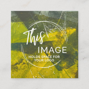 Mustard & Grey Green Abstract Modern Logo Square Business Card