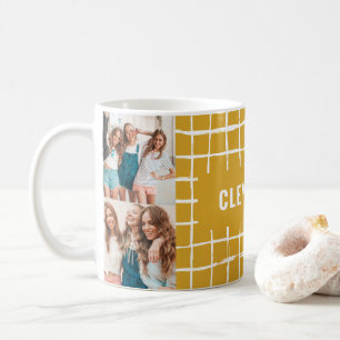 Mustard grid 4 photo modern minimal simple coffee mug