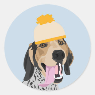 Mustard Hat  Coonhound Classic Round Sticker