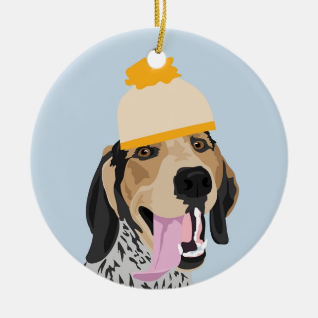 Mustard Hat  Coonhound  Ornament (Front)