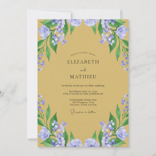 Mustard Lilac Blossom Wedding Invitation