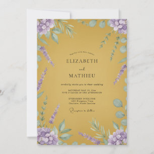 Mustard Lilac Lavender Eucalyptus Wedding Invitation