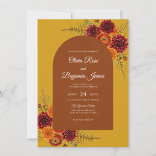 Mustard Marigold Autumn Eucalyptus Wedding Invitation