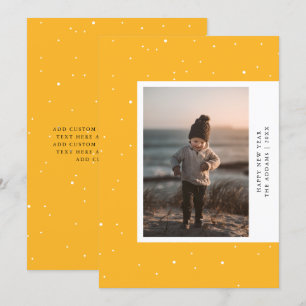 Mustard Modern Aside Photo New Year Holiday Card