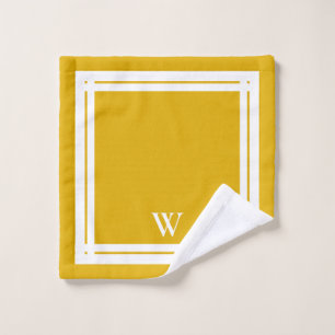 Mustard Monogrammed Minimalist Luxury Spa Bath Towel Set
