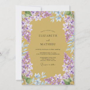 Mustard Muted Lilac Wisteria Wedding Invitation