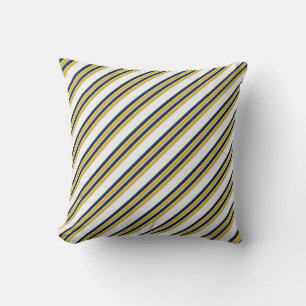 Mustard Navy Stripes Throw Pillow