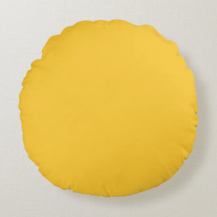 Mustard ochre yellow solid basic plain colour round pillow