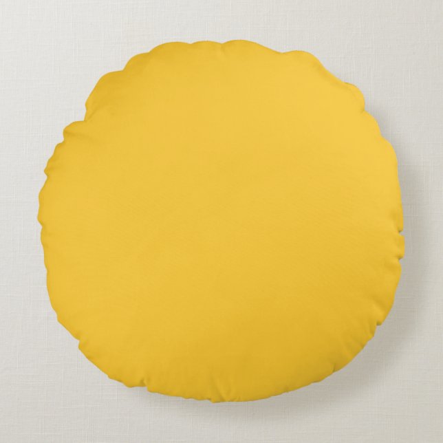 Mustard ochre yellow solid basic plain colour round pillow (Front)